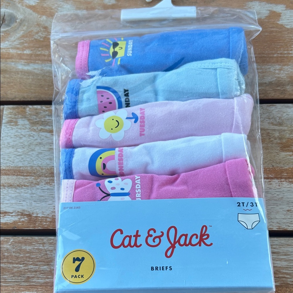 Cat & Jack Toddler Girl Boxer Briefs 7pack 2-3T Weekdays NWT